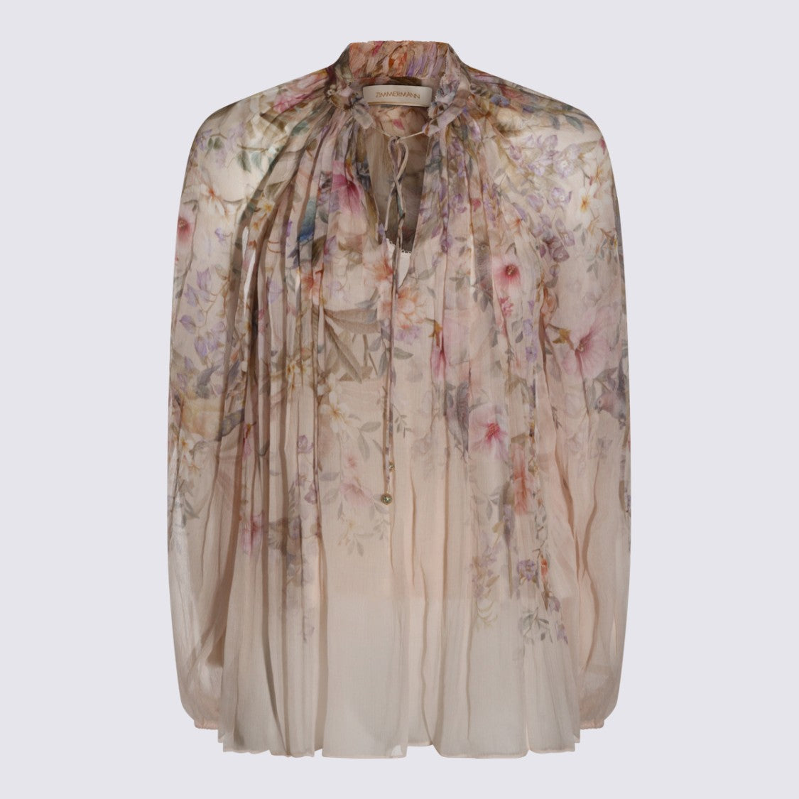 Zimmermann Flowy Floral Print Blouse With Romantic Tie Detail
