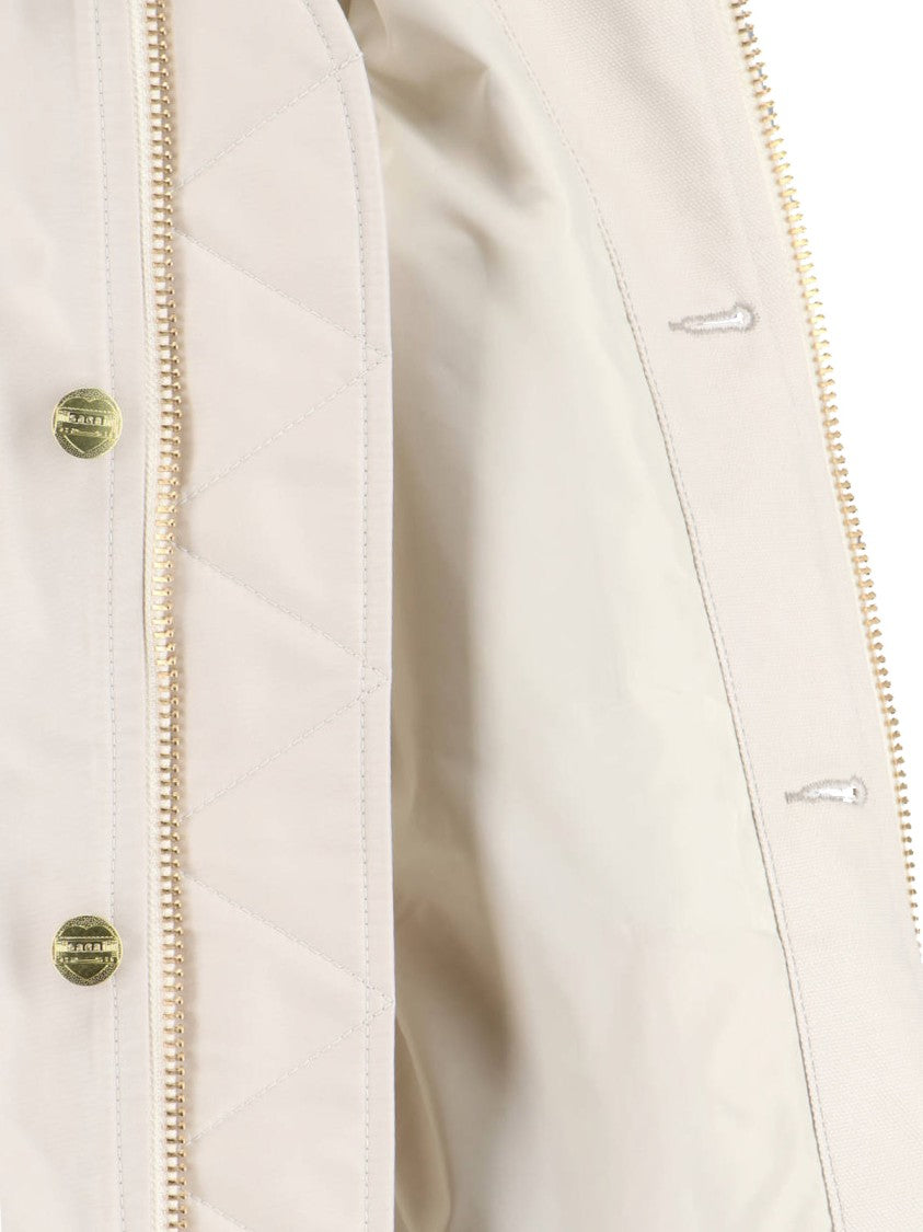 Sacai Light Beige Casual Jacket With Dark Brown Corduroy Collar