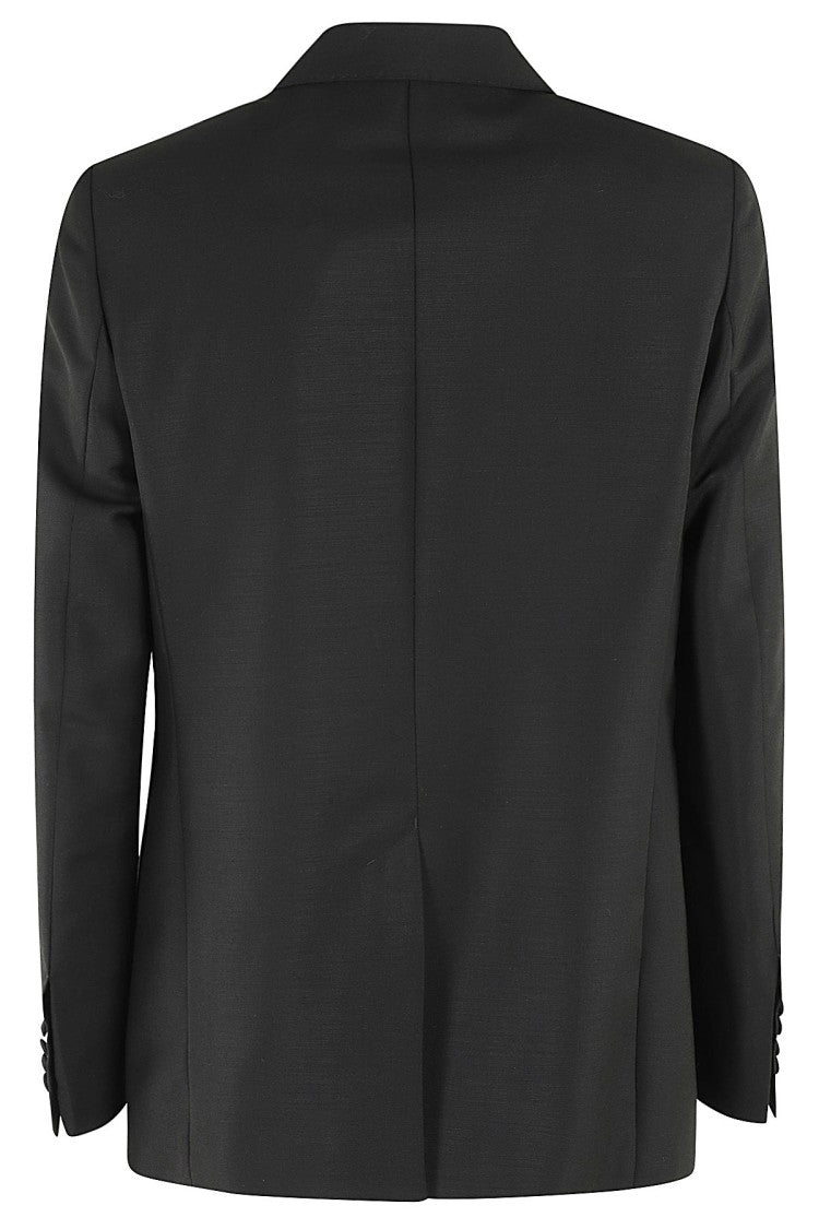 Ami Black Wool Crepe Tuxedo Jacket