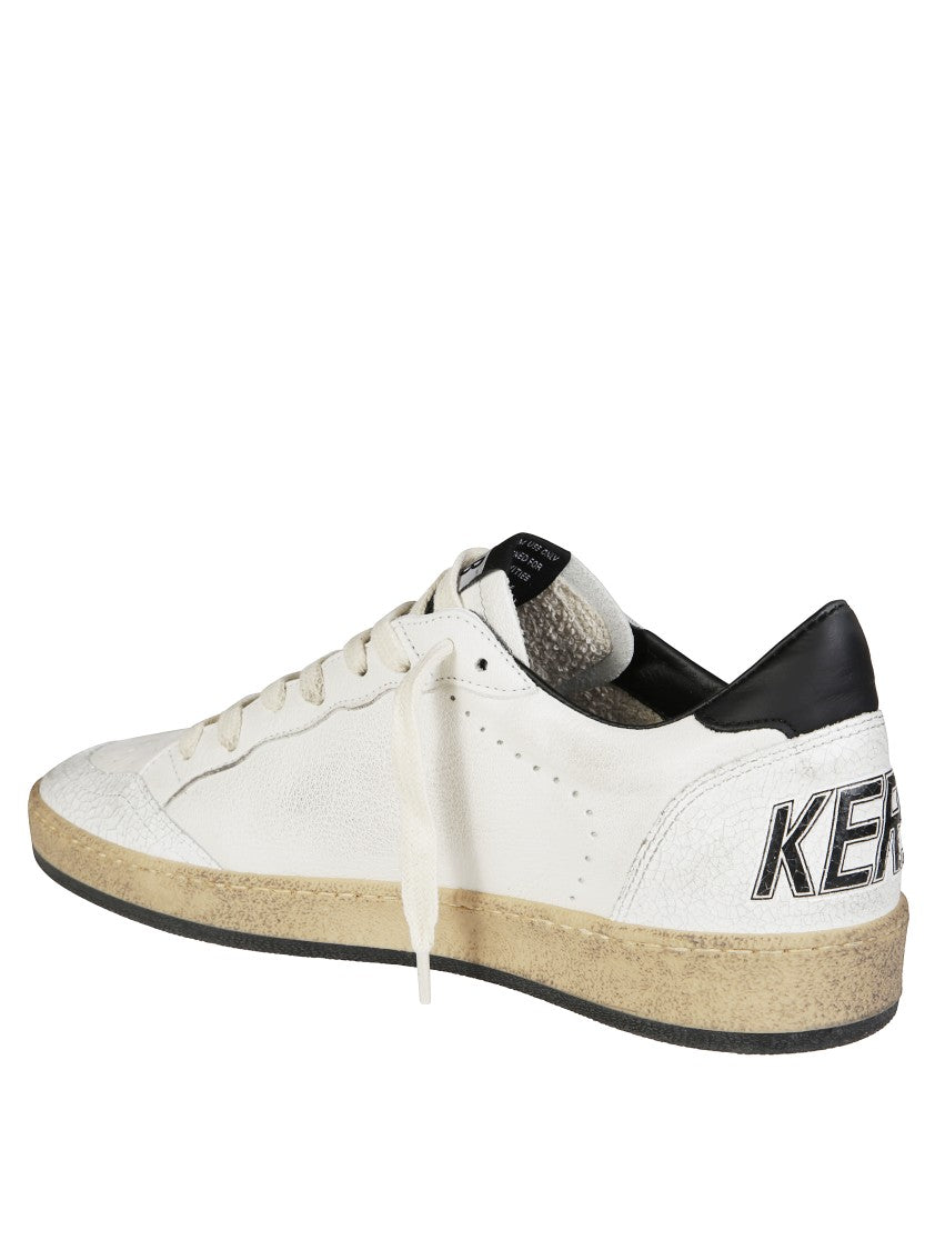 Golden Goose Ballstar Distressed Nappa Leather Black Accent Low-Top Sneakers