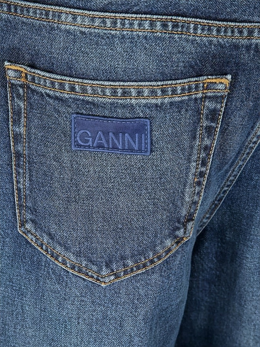 Ganni Classic Straight-Leg Denim Pants With Five-Pocket Design