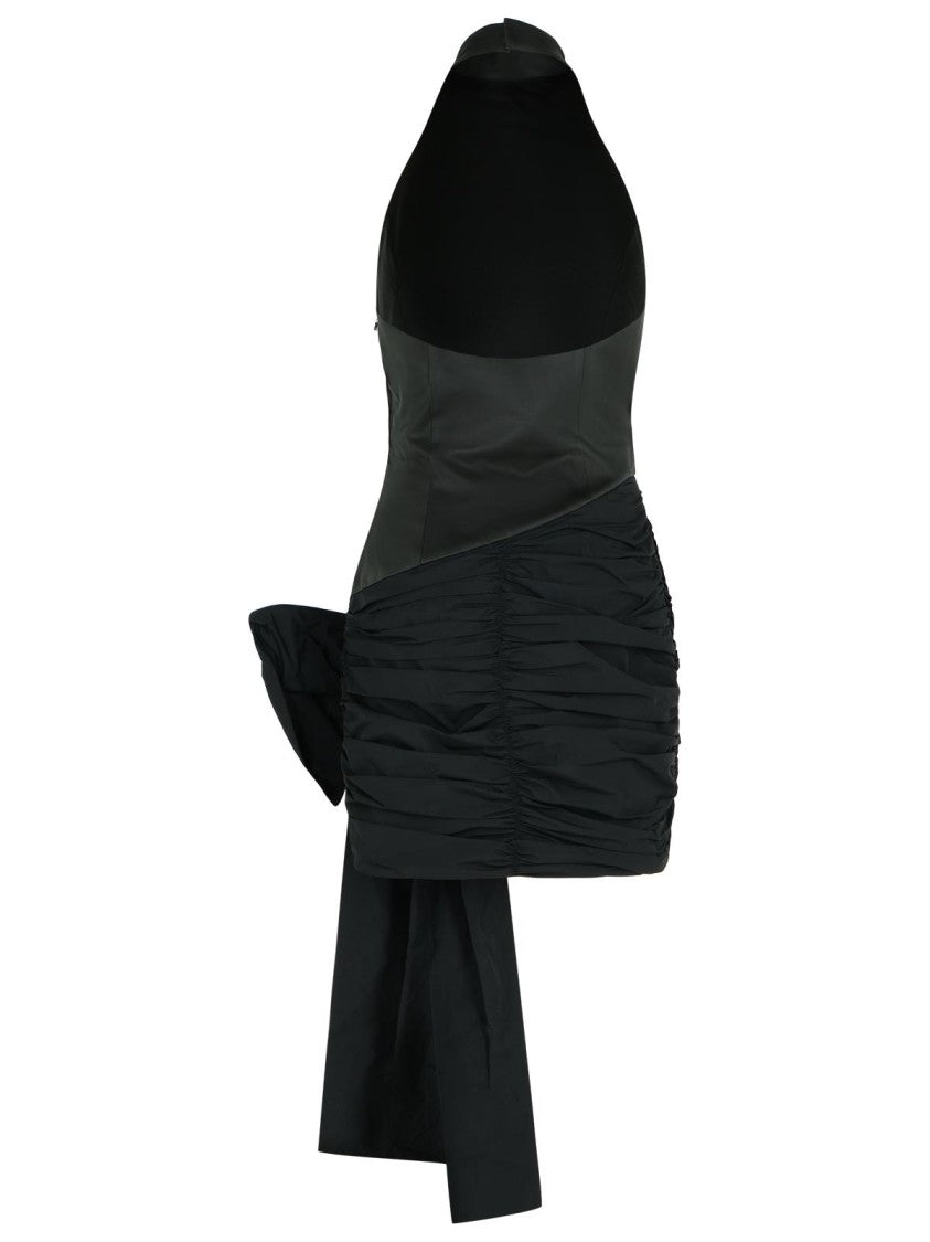 Rotate Dress With Bow In Black Polyester