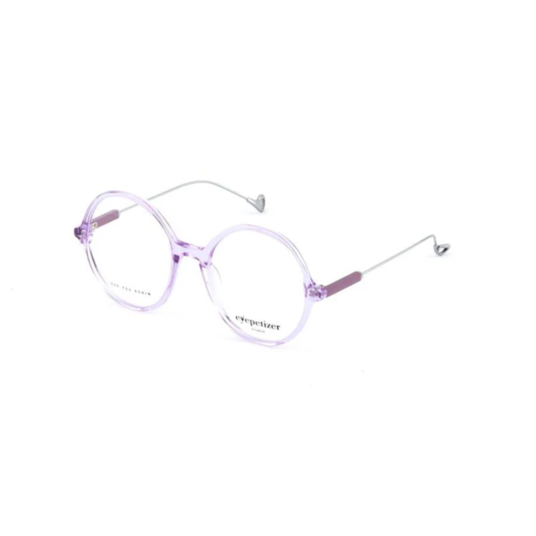 Eyepetizer Soleil Translucent Lavender Round Frames With Silver Metal Accents