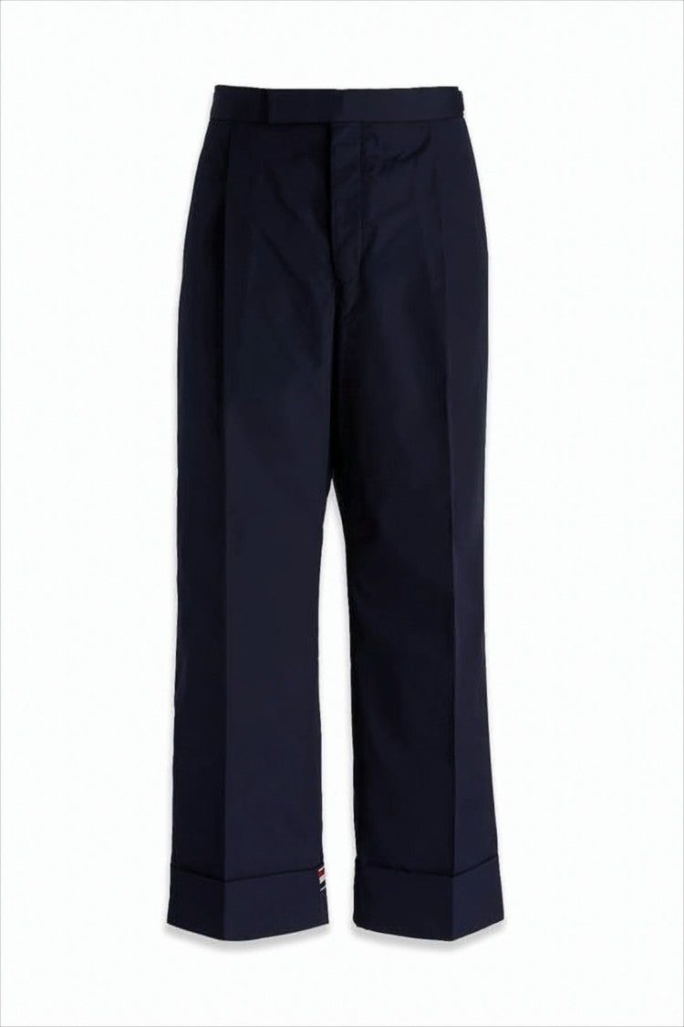 Thom Browne Tailored Navy Straight-Leg Pants With Cuffed Hems