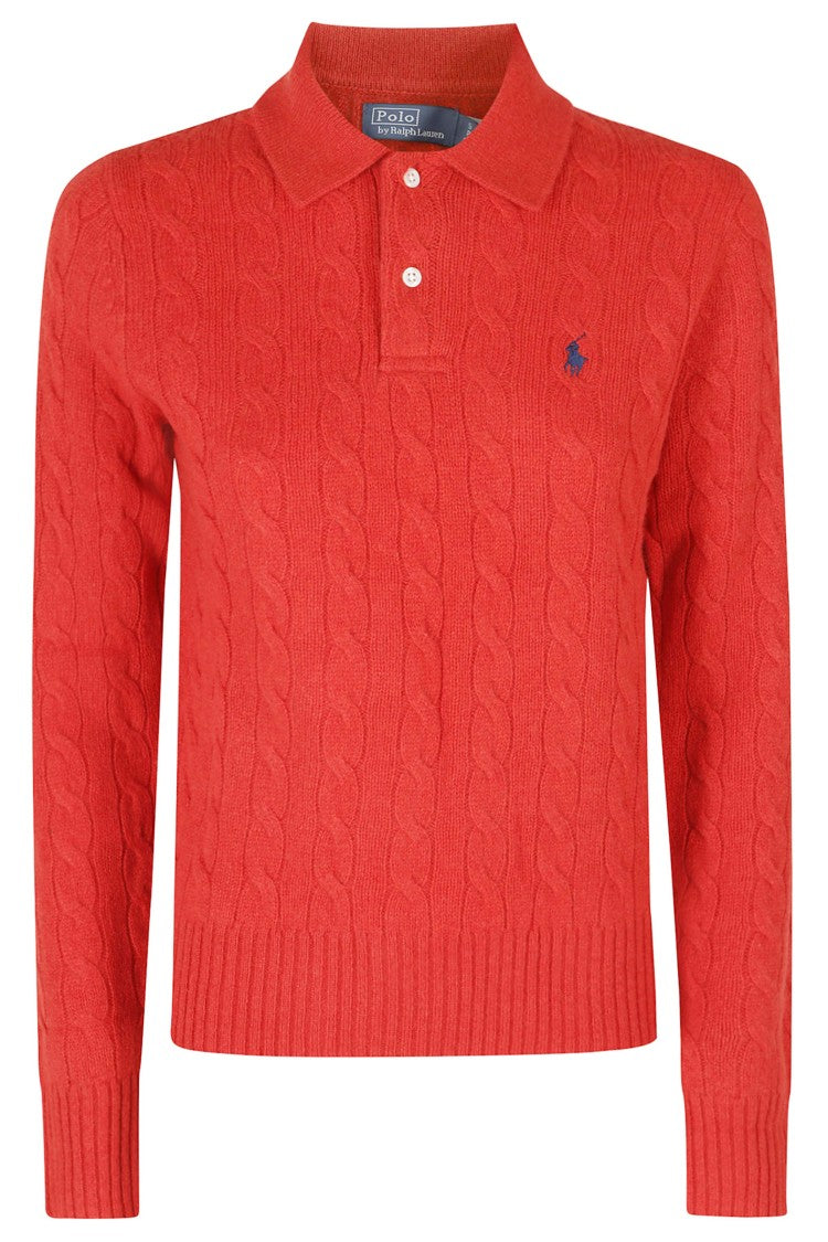Polo Ralph Lauren Cable-Knit Polo Collar Wool-Blend Pullover Sweater