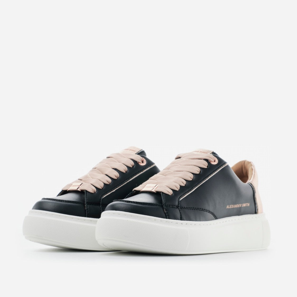 Alexander Smith Black Vegan Sneakers With Pink Platinum Spur