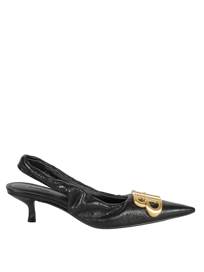 Balenciaga Pointed Toe Slingback Heels With Elasticized Opening