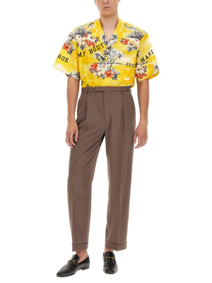 Gucci Refined Wool Trousers With Iconic Web Detail