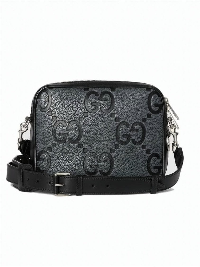 Gucci Textured Cowhide Leather Crossbody Bag With Embossed Logo