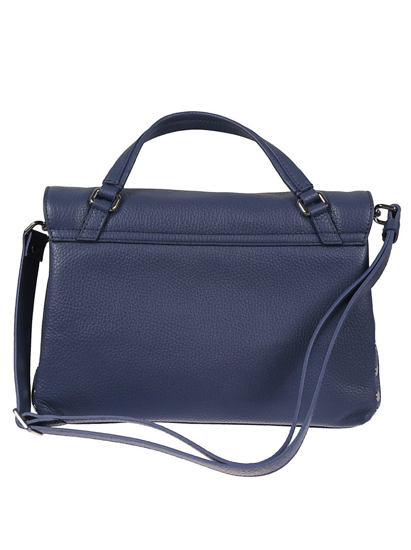 Zanellato Textured Leather Shoulder Bag With Metallic Clasp