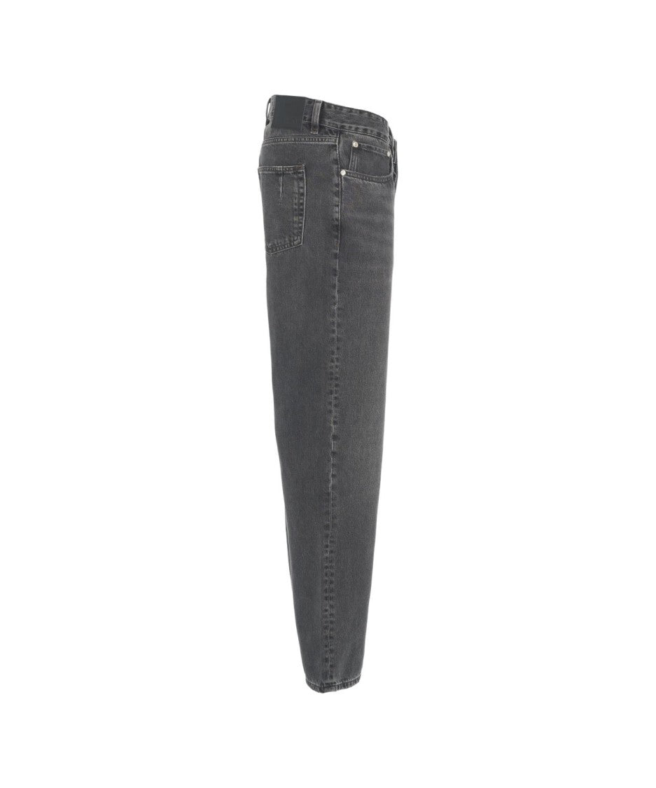 Won Hundred Washed Black Straight Leg Jeans With Five-Pocket Design