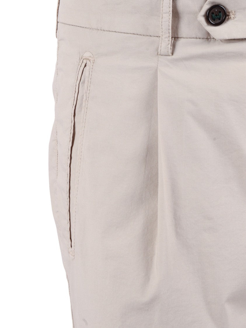 Berwich Beige Tailored Cropped Pleat Straight-Leg Pants