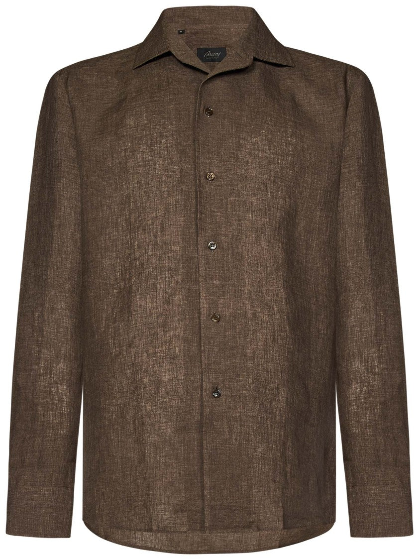 Brioni Capri Collar Long-Sleeved Linen Shirt