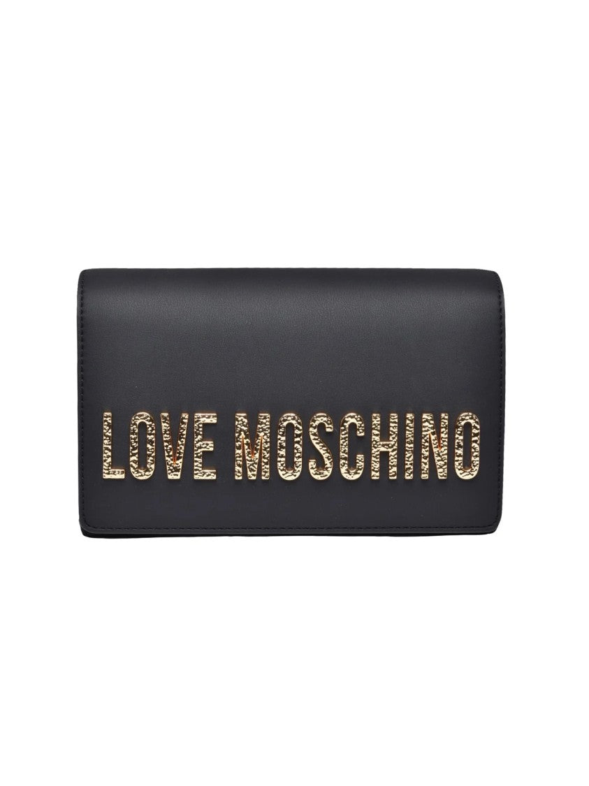 Love Moschino Black Polyurethane Clasp Crossbody Bag