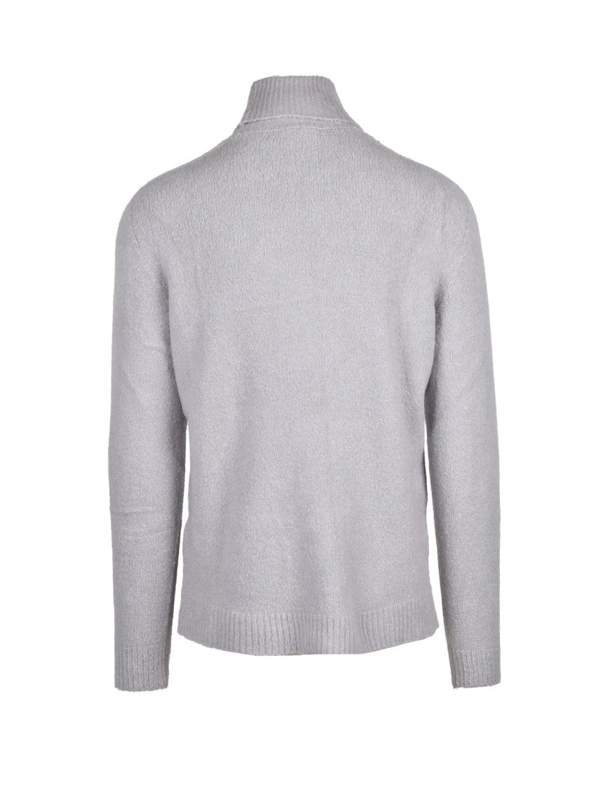 Roberto Collina Grey Stretch Cotton High-Neck Sweater