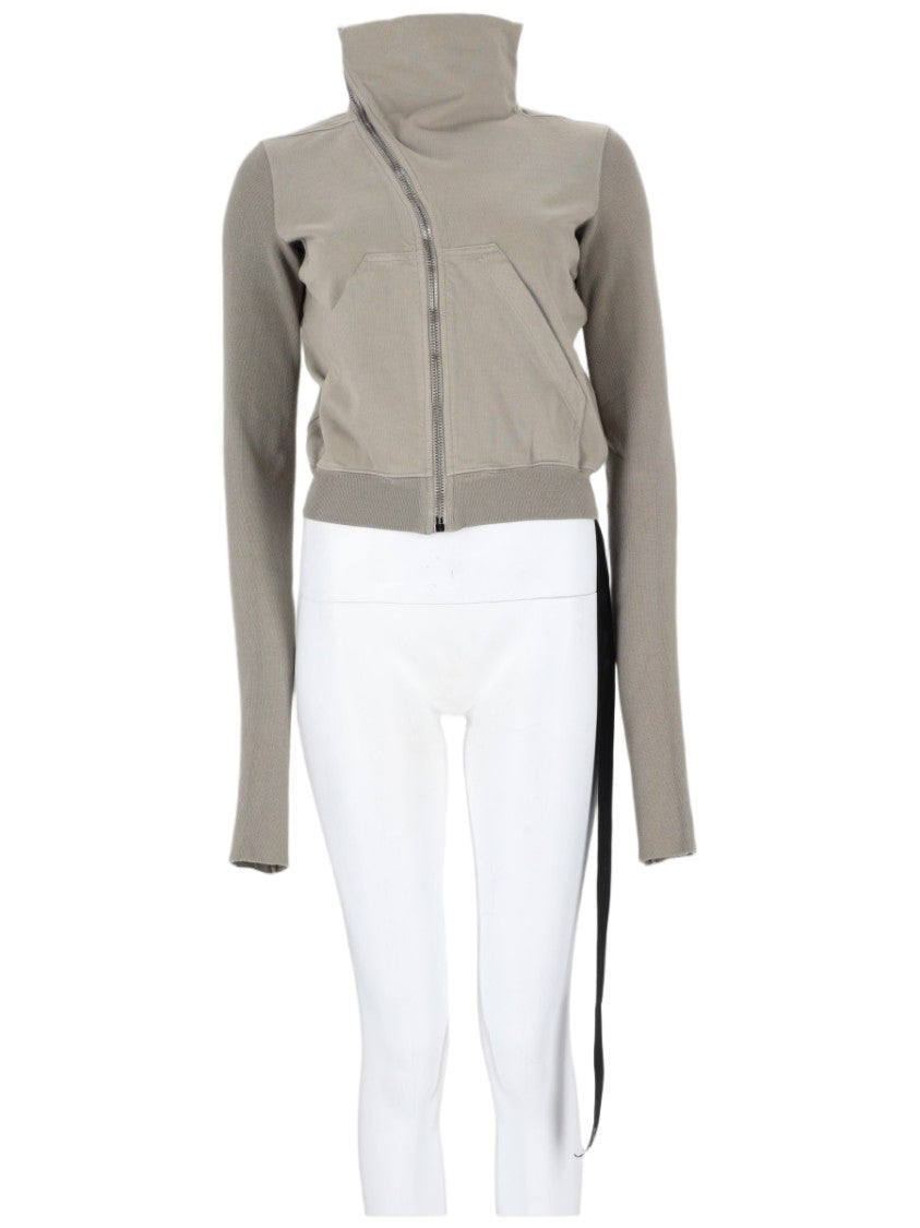 Drkshdw By Rick Owens Mountain Cropped Asymmetrical Zip Cotton Jacket