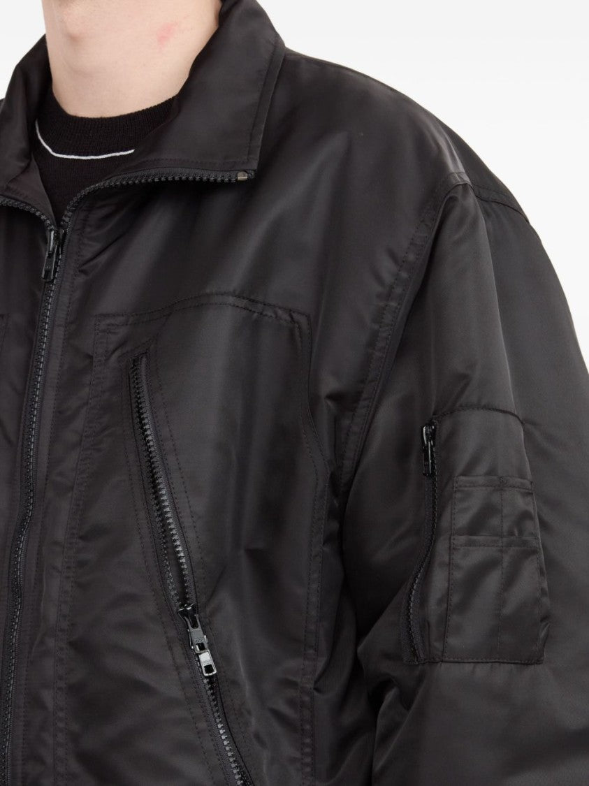 Mm6 By Maison Margiela Black Polyamide Utility Jacket With Modern Silhouette