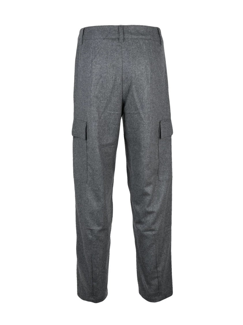 Emme By Marella Virgin Wool Trousers With Zip Closure And Functional Pockets