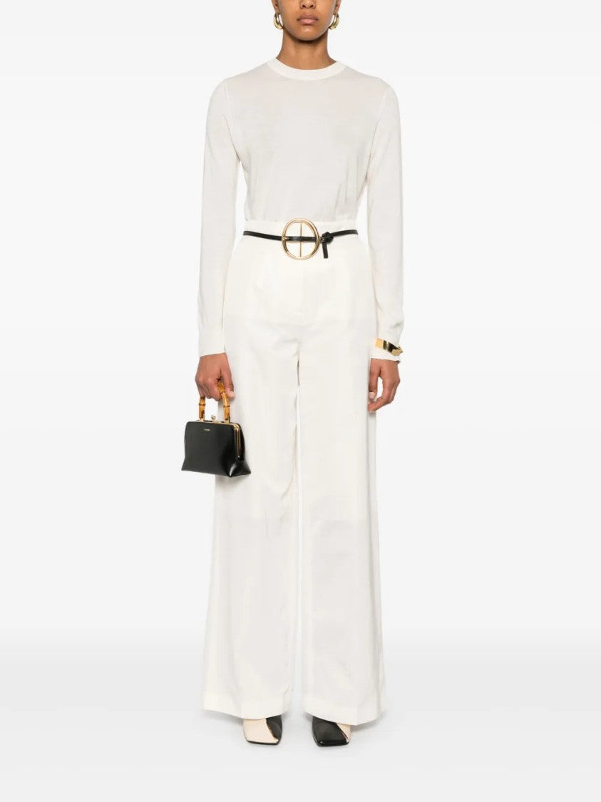 Joseph Light Beige Crew-Neck Top With Ribbed Details