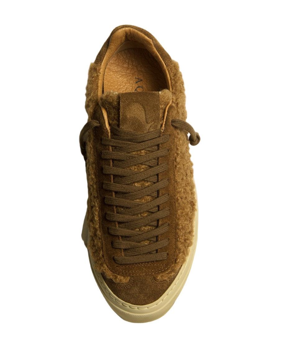 Aqua Alta Venice Teddy Brown Sneakers With Suede Accents