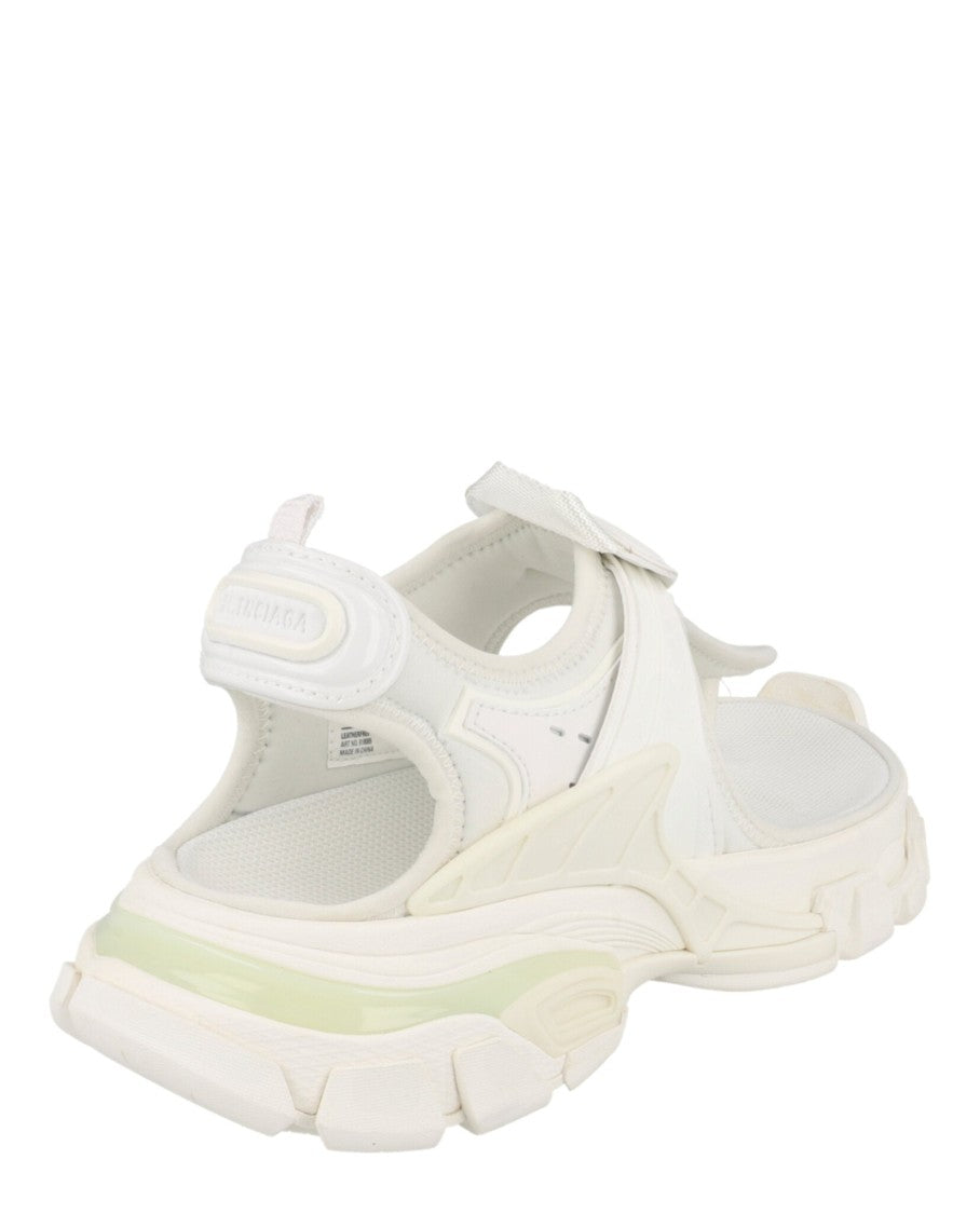 Balenciaga Tactical White Sandals With Block Heel And Embossed Logo
