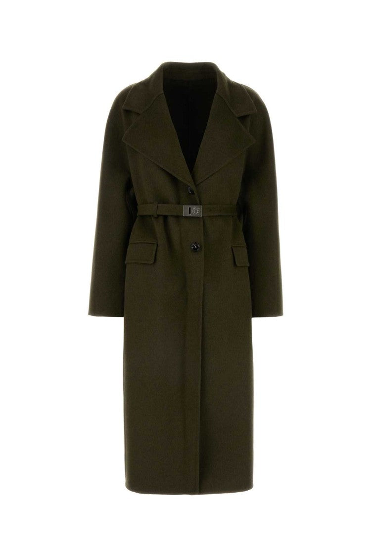 Salvatore Ferragamo Olive Green Wool Blend Coat
