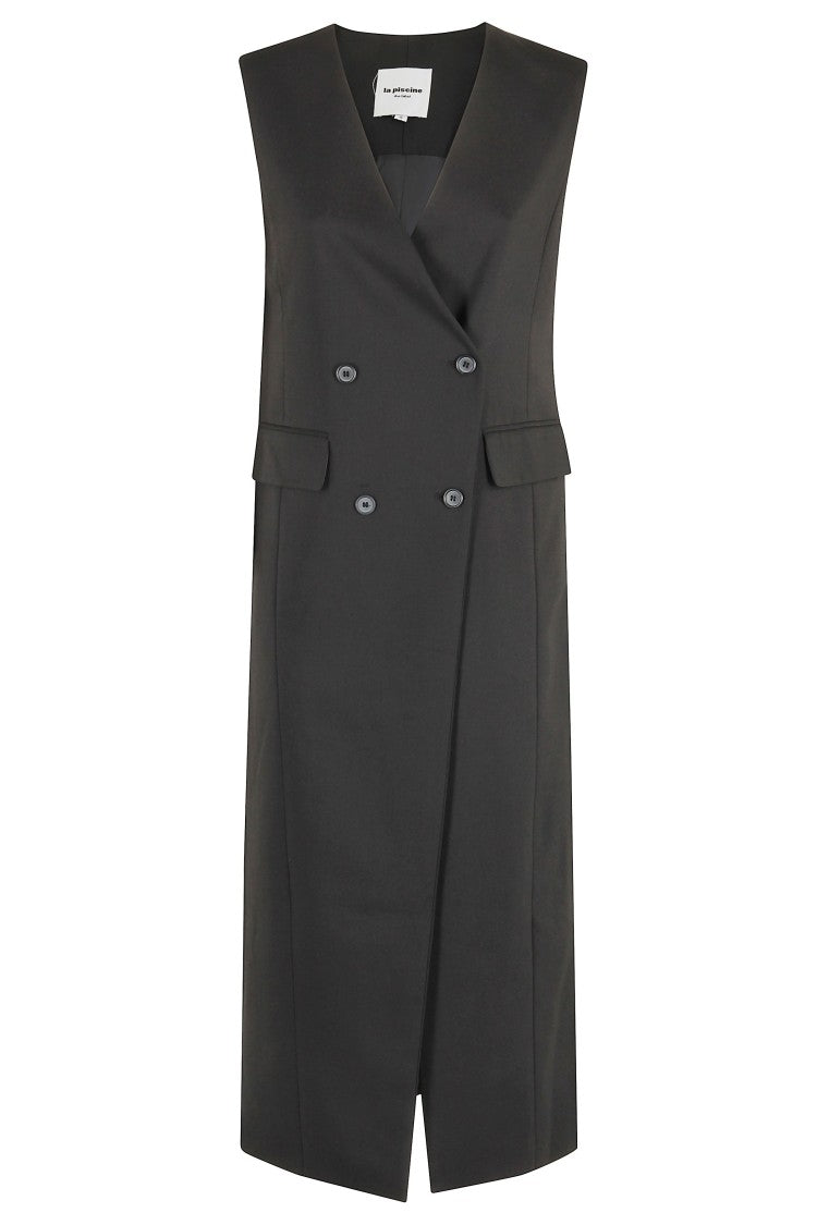 La Piscine Tailored Midi Dress With V-Neck