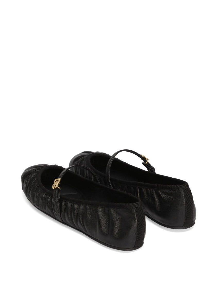 Dolce & Gabbana Valley Draped Nappa Leather Ballet Flats