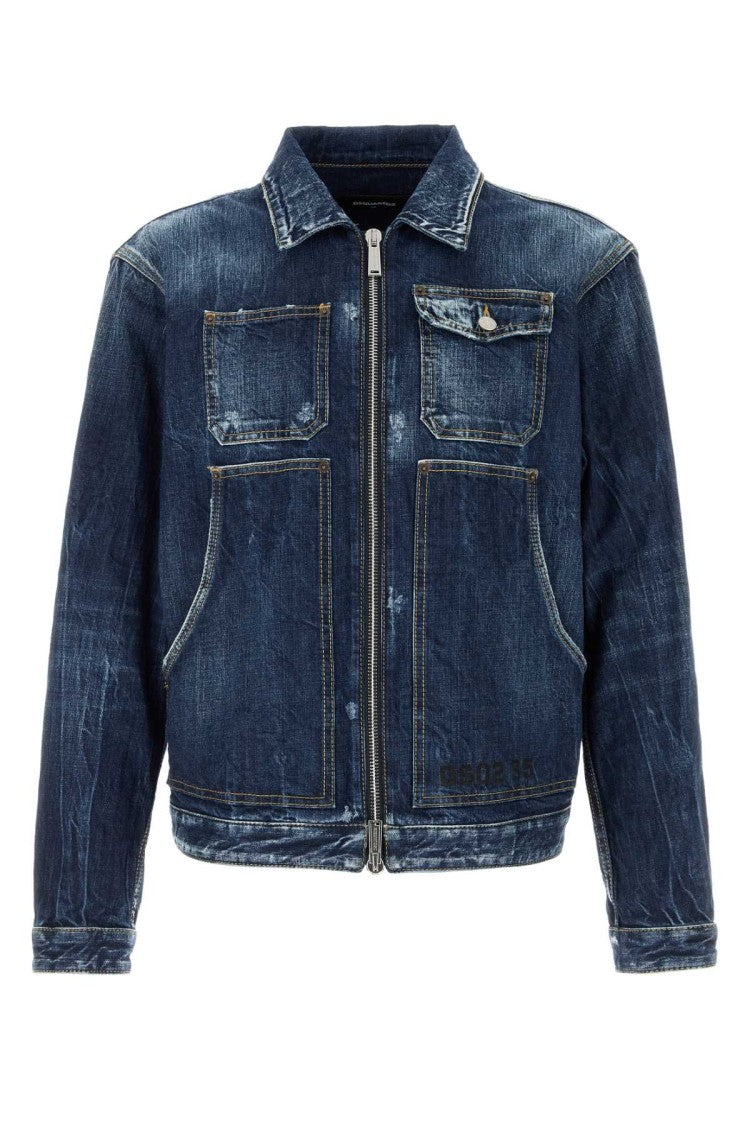 Dsquared2 Distressed Denim Jacket With Classic Design