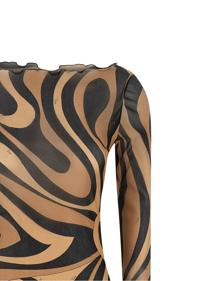 Emilio Pucci Marmo' Print Tulle Dress
