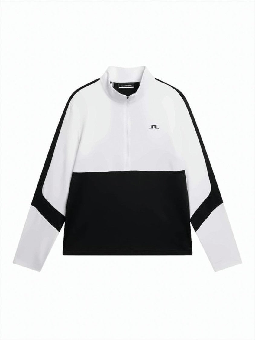 J Lindeberg Long-Sleeve Color-Block T-Shirt With High Collar