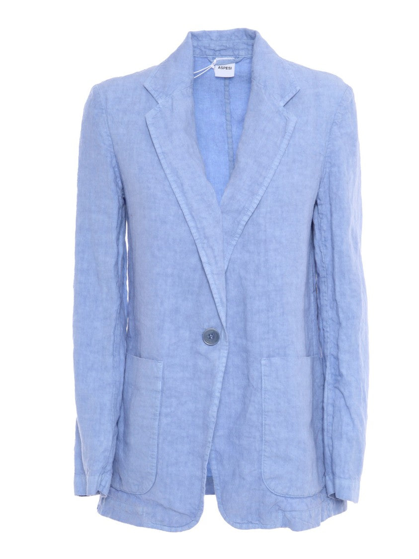 Aspesi Lightweight Textured Linen Jacket With Tailored Silhouette