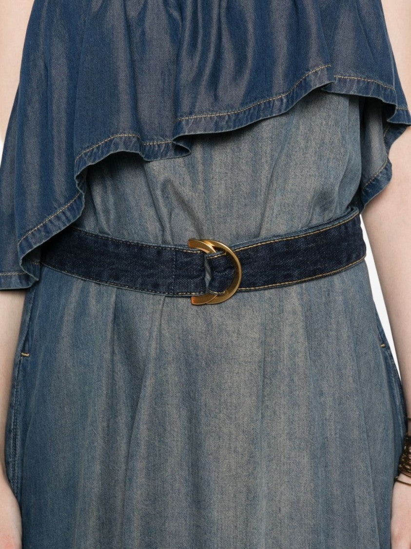 Pinko Blue Tiered Ruffled Day Dress
