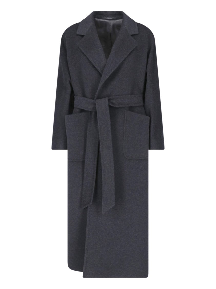Tagliatore Grey Charlize Cashmere Belted Mid-Length Coat