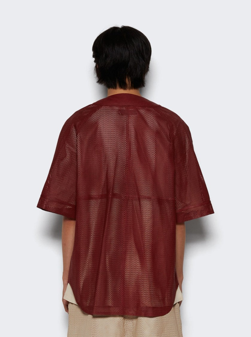 Amiri Ma Perforated Baseball Shirt Sun Dried Tomato