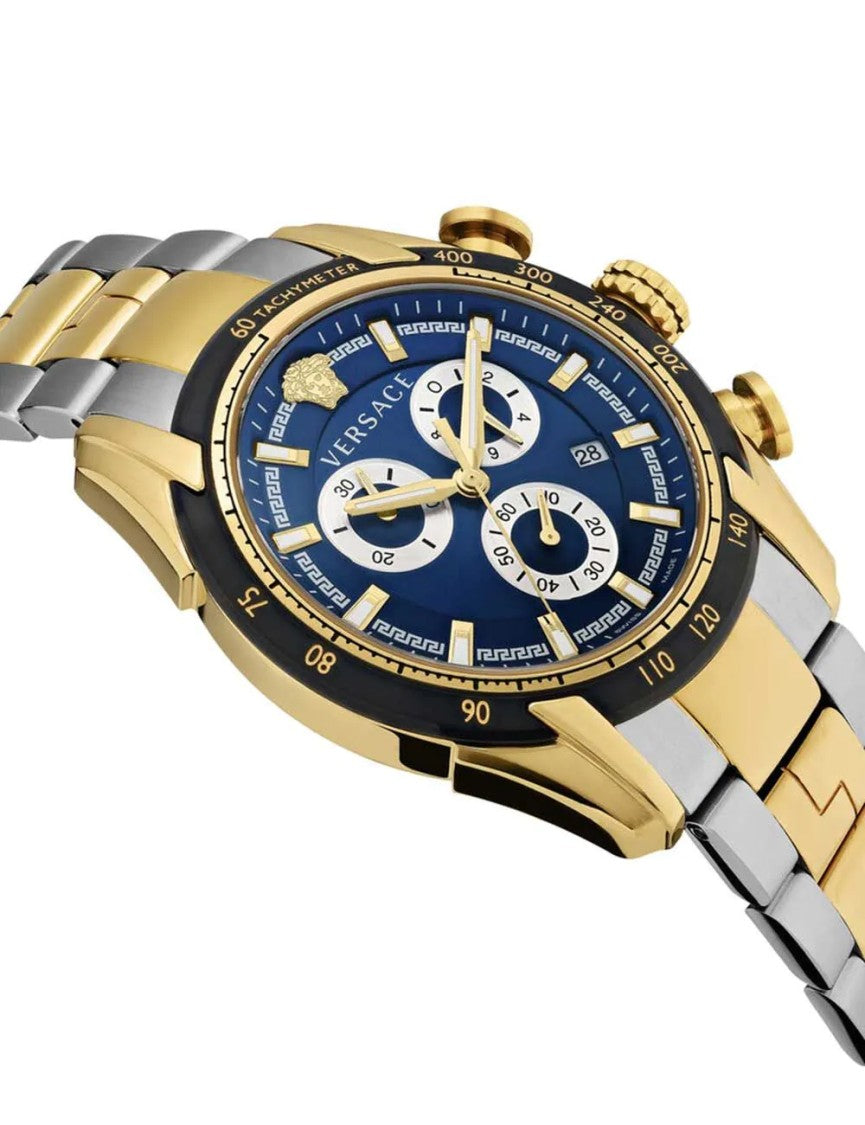 Versace Greca Logo 38Mm Women's Analog Watch With Blue Leather Strap