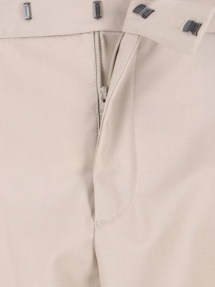 Cruna Beige Tailored Straight-Leg Virgin Wool Trousers