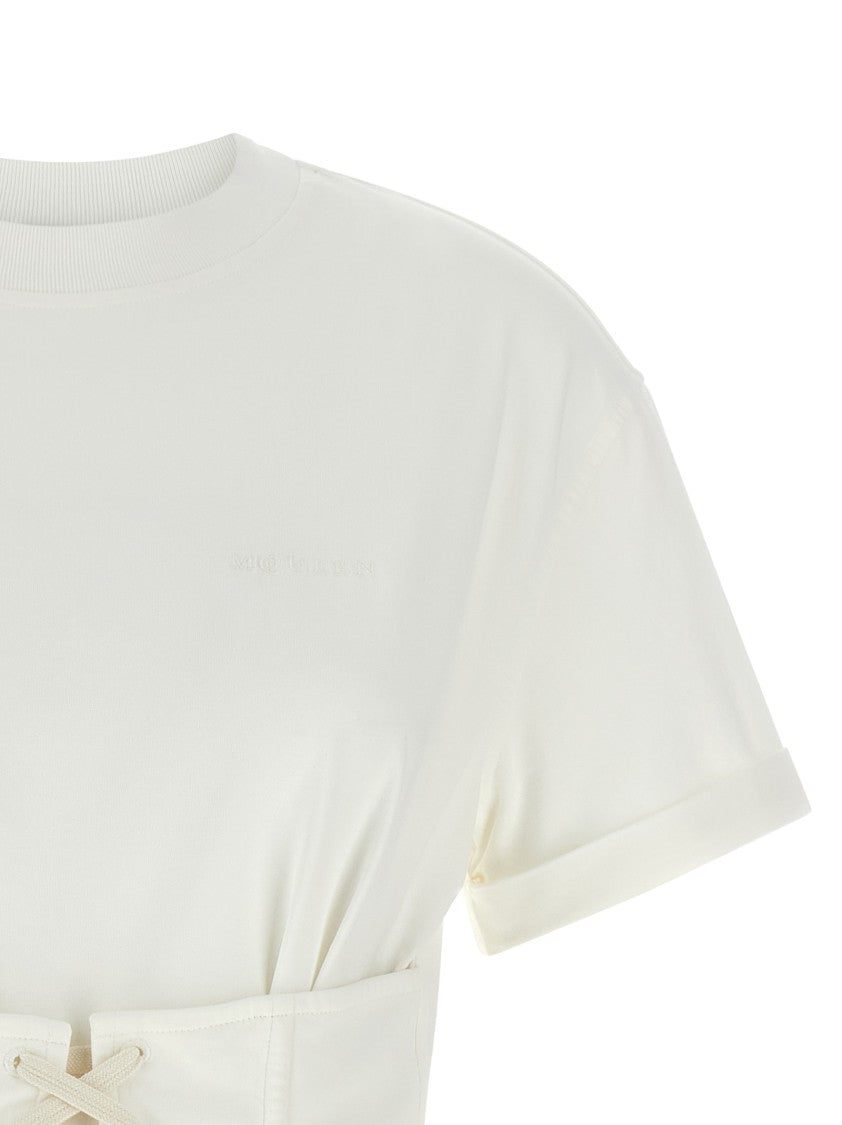 Mcqueen Corset-Style Cotton Jersey T-Shirt With Versatile Lacing