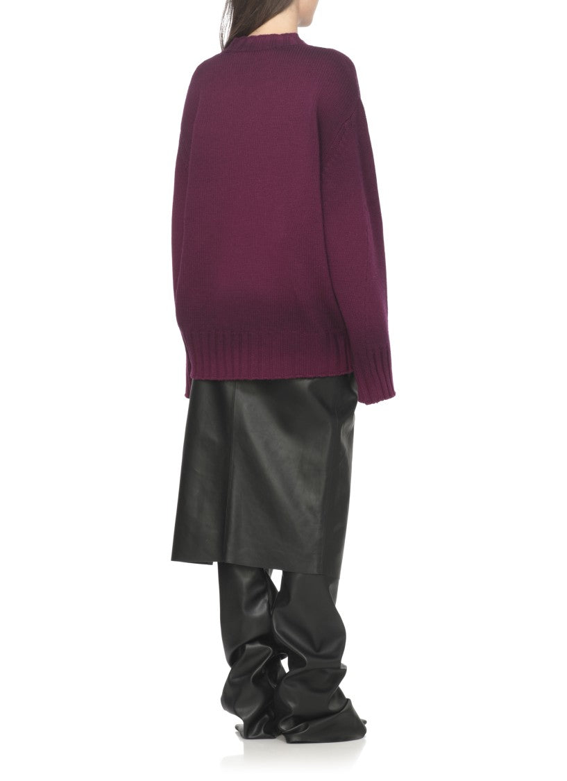 The Attico Burgundy Wool Sweater With Contrasting Logo