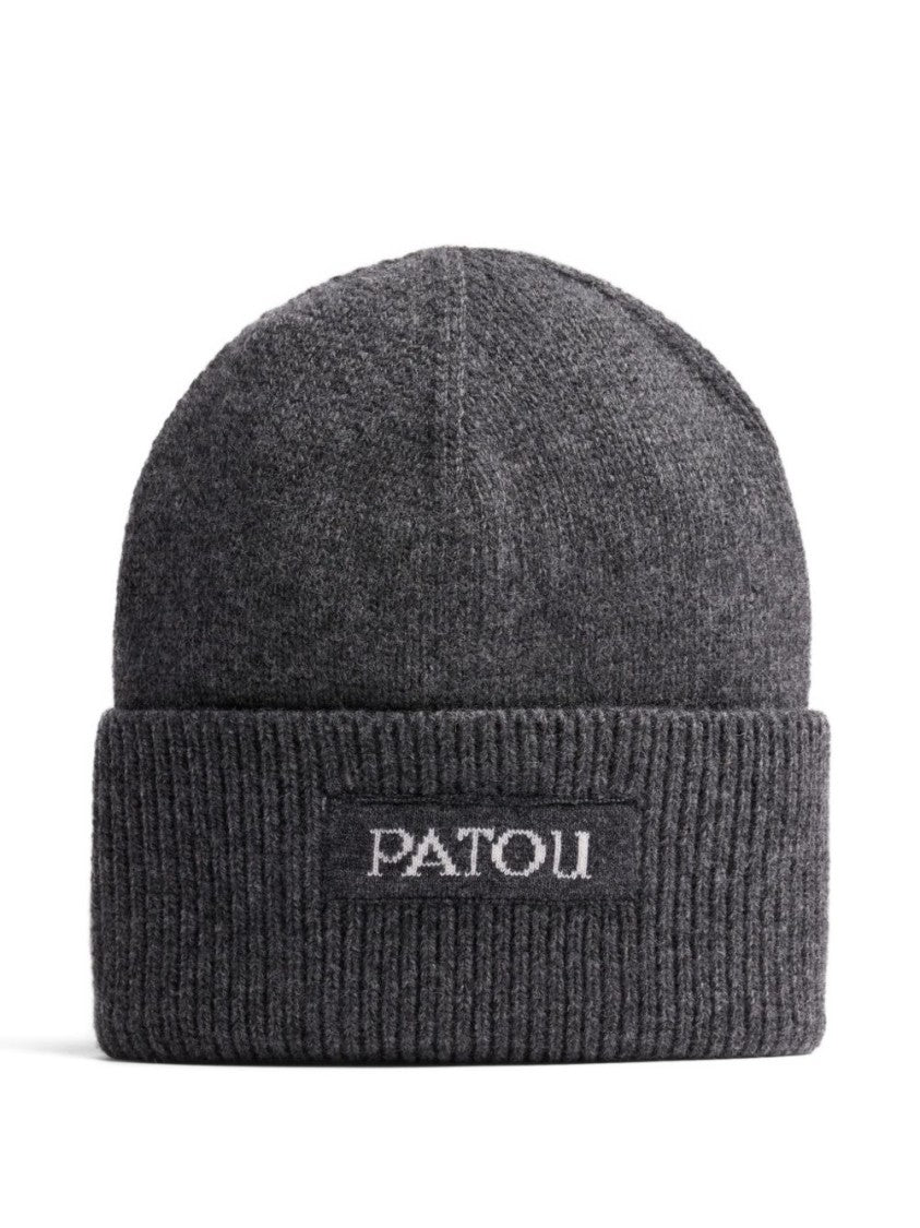 Patou Ribbed Knit Hat With Logo Label