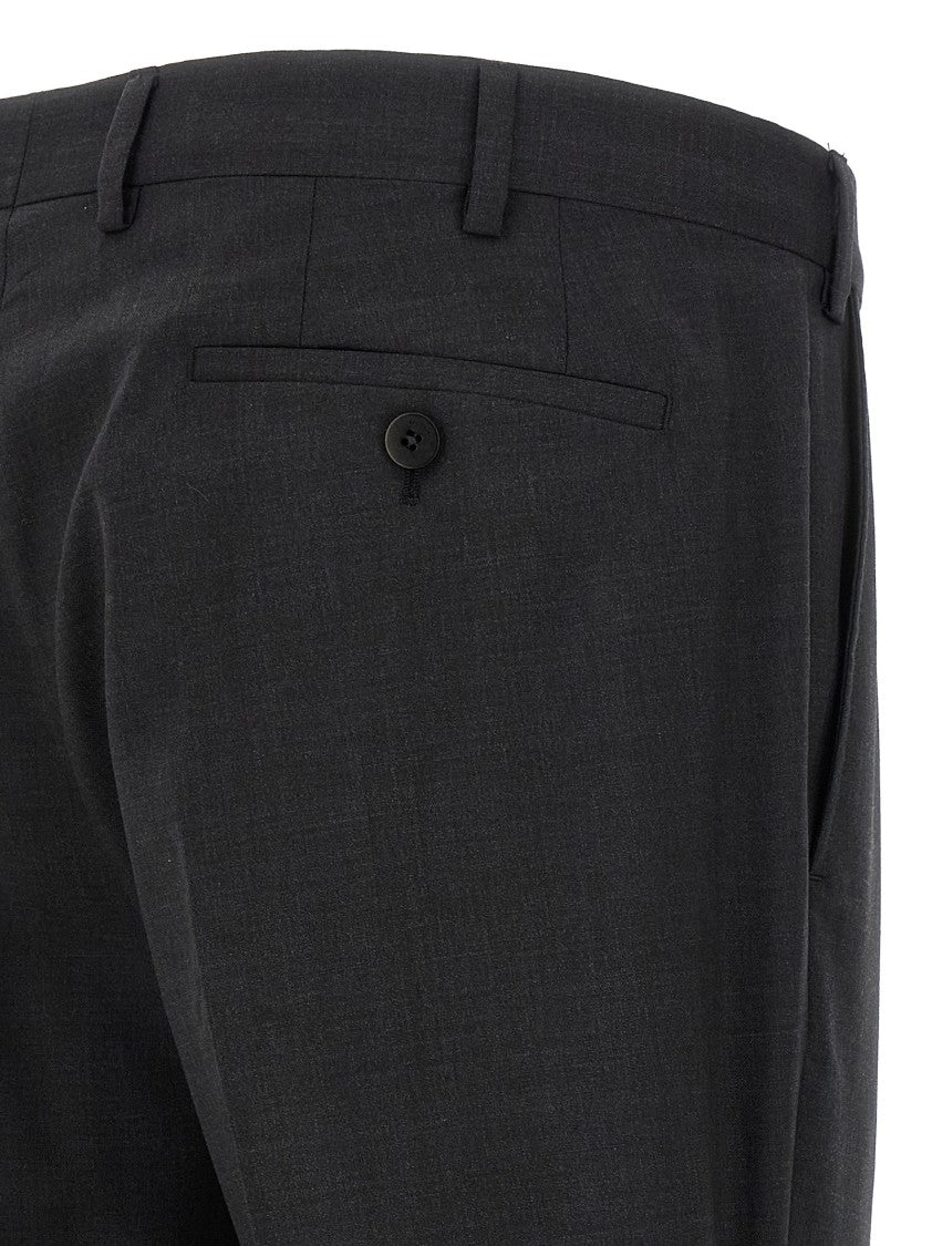 Pal Zileri Tailored Slim-Fit Black Wool Trousers With Pleats