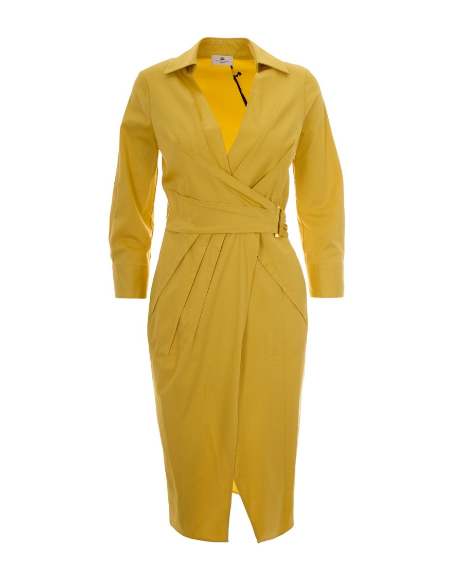 Elisabetta Franchi Sun Mock Wrap Origami Cotton Dress