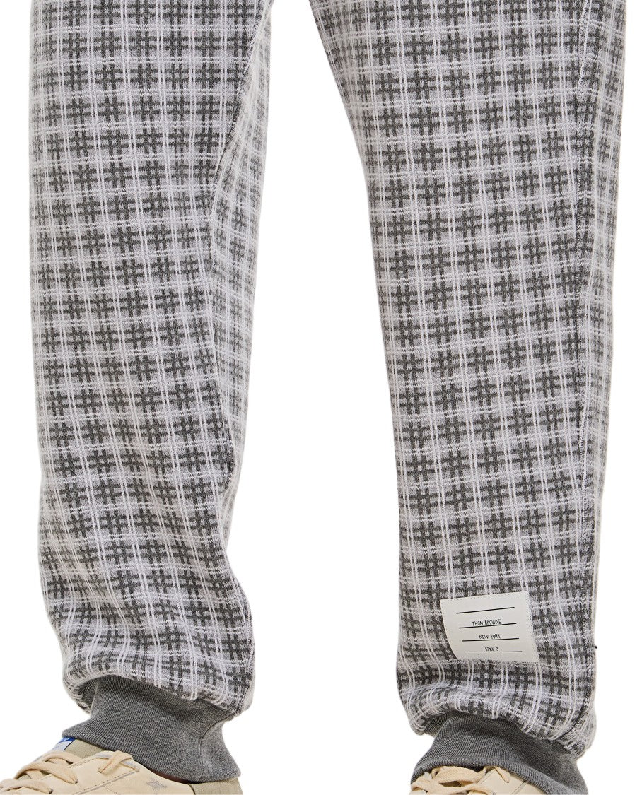 Thom Browne Checkered Cotton Sweatpants With 4-Bar Stripe And Drawstring Waistband
