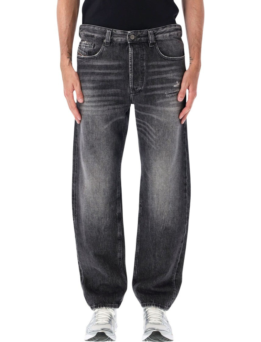 Diesel Faded Black Straight-Leg Denim Jeans With Classic 5-Pocket Design