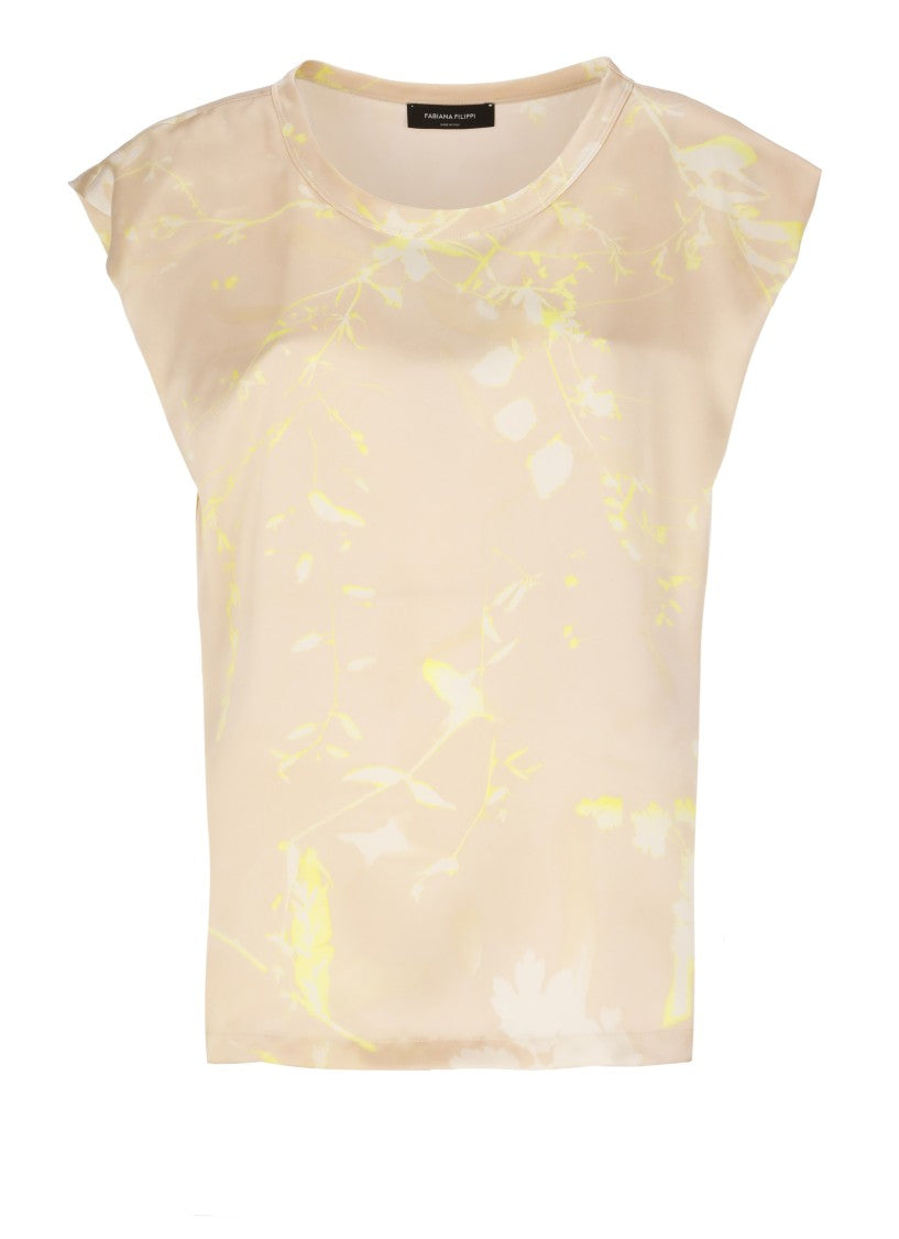 Fabiana Filippi Sleeveless Silk Top With All-Over Contrasting Color Pattern