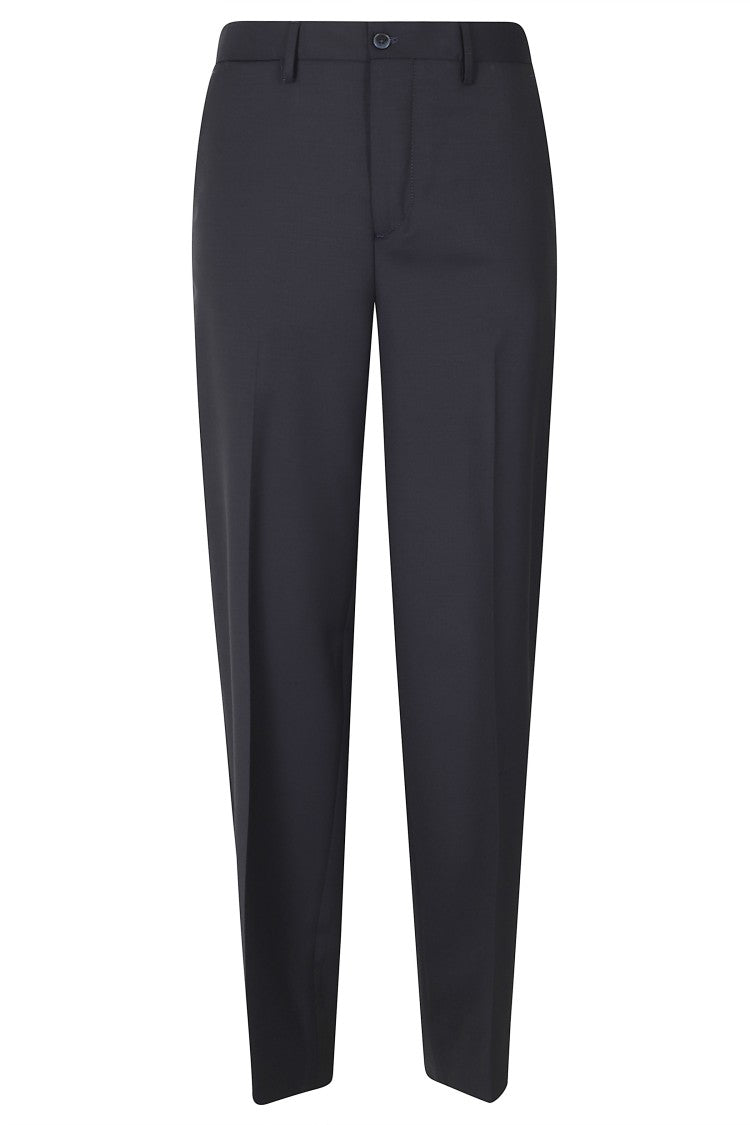 Briglia Blue Ankle-Length French-Fold Wool-Blend Pants