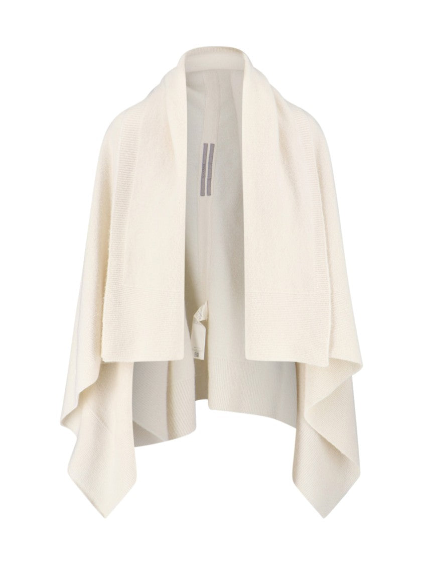 Rick Owens Beige Alpaca Blend Draped Cardigan