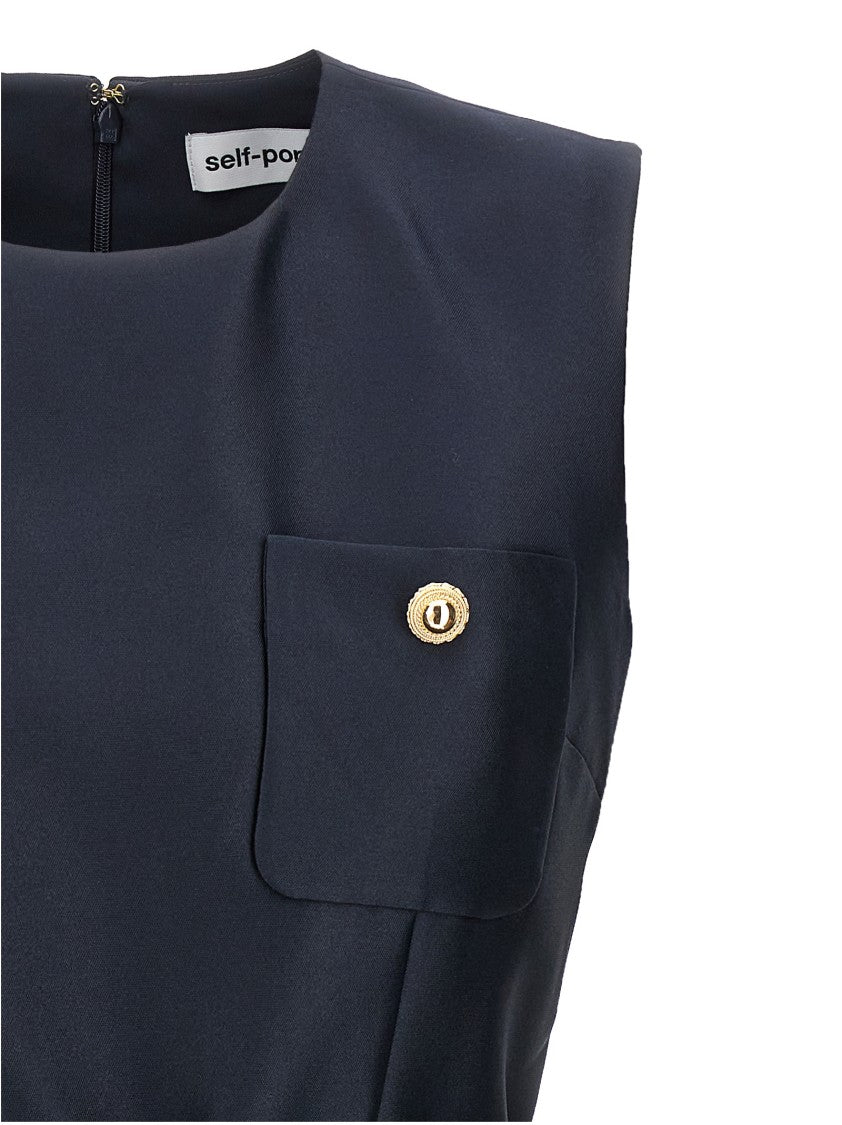 Self-Portrait Navy Taffeta Mini' Dress