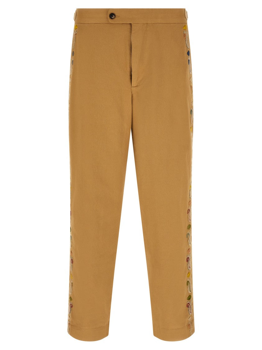 Mm6 By Maison Margiela Stone-Washed Denim Casual Pants With Embroidered Detailing