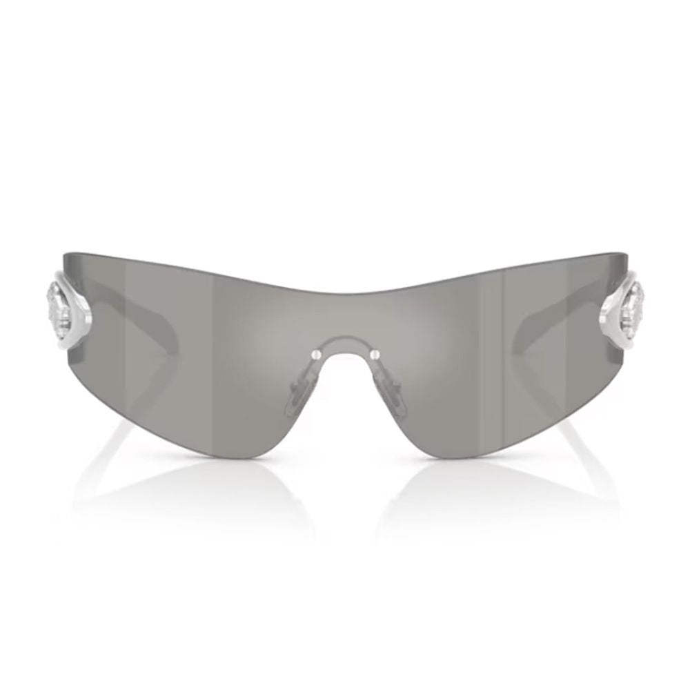 Versace 0Ve2280 Eclipse Futuristic Mask-Style Silver Mirrored Sunglasses